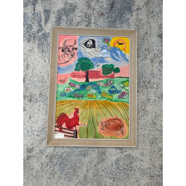 1980s Surrealist Outsider Art Original by Bj For Sale - Image 4 of 7
