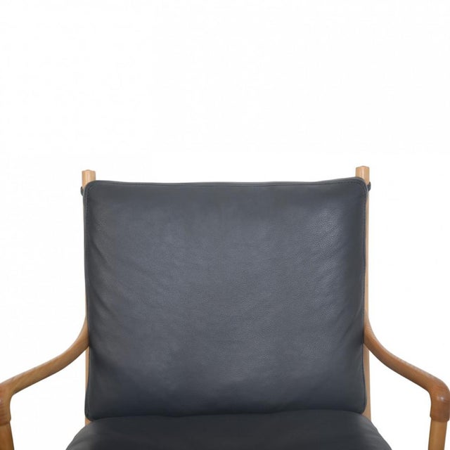 Colonial Chair in Ash and Black Leather from Ole Wanscher, 1990s For Sale - Image 3 of 13