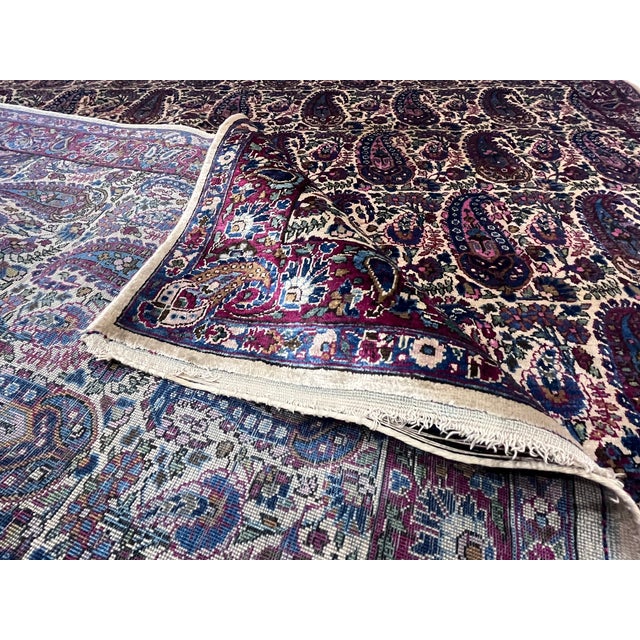 Textile Extremely Fine Antique Persian Silk Mohtasham Kashan Rug 4'2" X 6’9" For Sale - Image 7 of 10