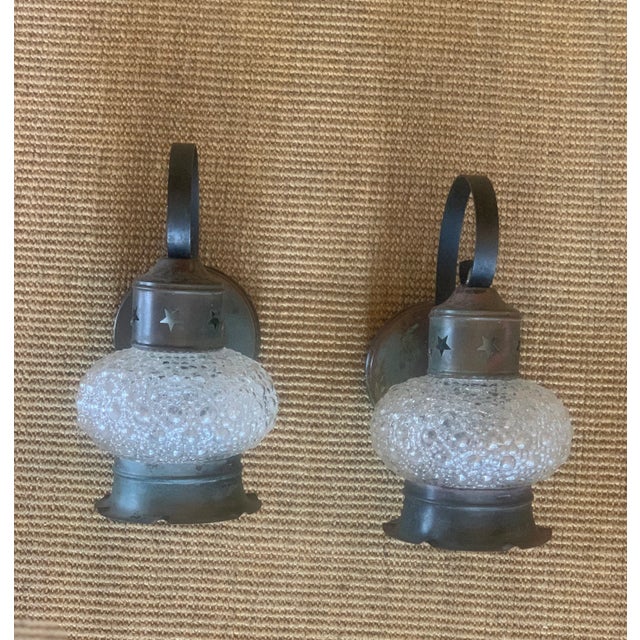 1920s Copper and Bubble Glass Sconces - a Pair For Sale - Image 13 of 13