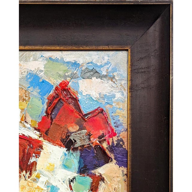 Abstract Multi Colored Framed Textured Abstract Art on Canvas. For Sale - Image 3 of 5
