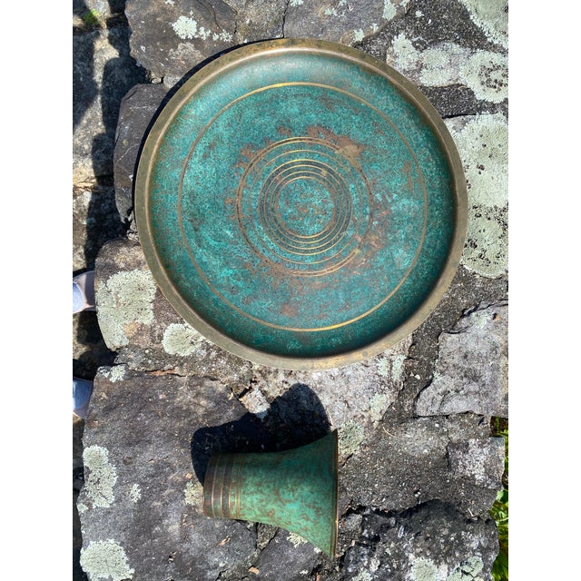 Metal 1920s Carl Sorensen Art Deco Verdigris Bronze Charger and Vase Set- 2 Pieces For Sale - Image 7 of 7