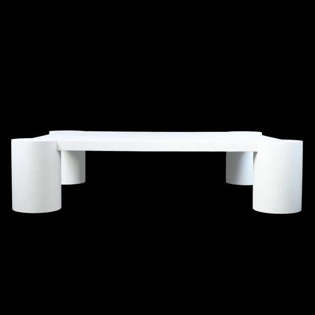 Newly Lacquered Grasscloth Coffee Table in nice as found vintage condition. Features a textured grasscloth surface...