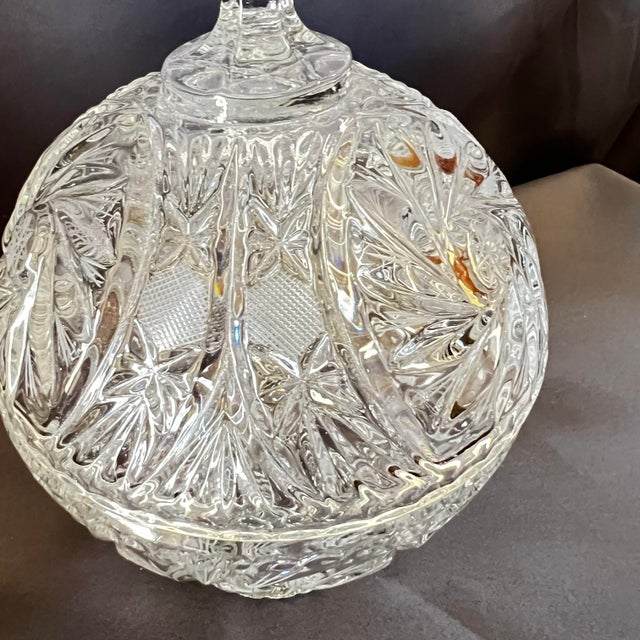 Antique American Brilliant Cut Glass Lidded Jar Hobstar Pedestal For Sale - Image 12 of 12
