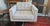 Beautiful matching pair of MXM Design upholstered lounge chairs in a versatile light beige/cream fabric. These chairs...