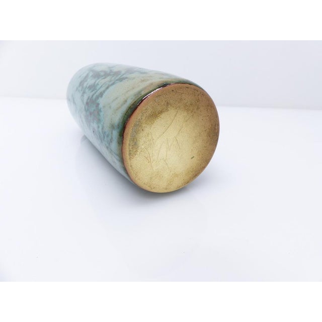 1960s Green Enamelled Stoneware Bottle Vase, 1960s For Sale - Image 5 of 7