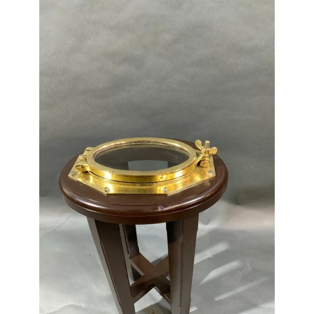Authentic Solid Brass Boat Porthole Table For Sale - Image 4 of 7