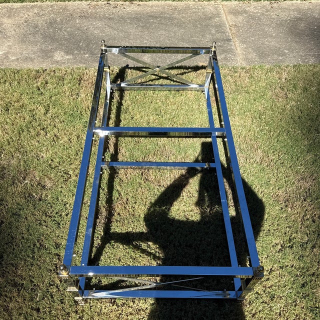 Mid-Century Modern VTG Mid Century Modern Chrome Brass Two-Tier Coffee Table Hollywood Regency For Sale - Image 3 of 11