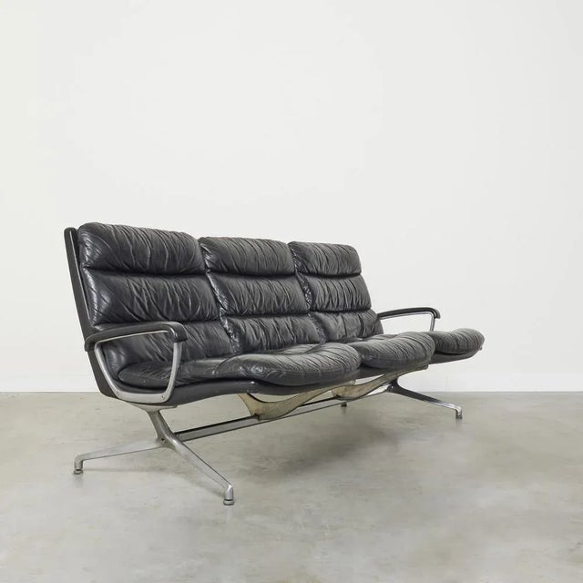 Vintage Black Leather Gamma Sofa by Paul Tuttle for Strässle, Switzerland, 1960s For Sale - Image 11 of 11