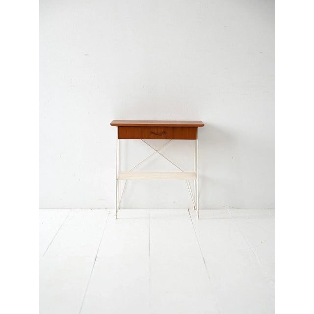 Brown Scandinavian Bedside Table in Metal and Mahogany, 1960s For Sale - Image 8 of 8