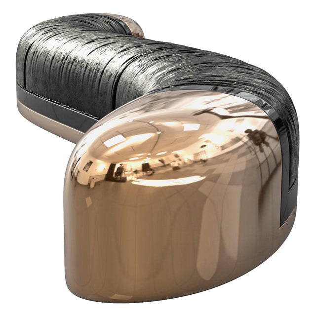 "Amendola" Bench, Bronze, Stainless Steel Details, Tailor Made Leather For Sale - Image 4 of 8