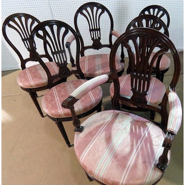 Early 20th Century Incredible Set 6 Balloon Back Maison Jansen Louis XVI Style Dining Chairs For Sale - Image 5 of 6