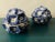 Vintage blue and white Majolica round Italian boxes. Very rare design a beautiful set.