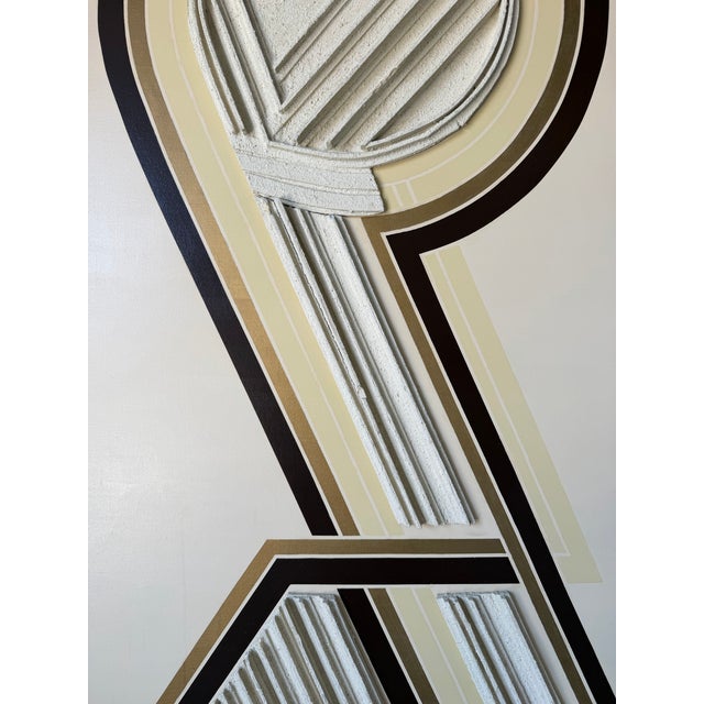 1980s Large- 1980s Frank Stella-Style Mixed Media Geometric Relief Abstract Wall Art- Painting For Sale - Image 5 of 12