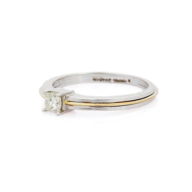 Gold 0.30 Ct Solitaire Diamond Unisex Engagement Ring in 18k White Gold Size 10 For Sale - Image 8 of 9