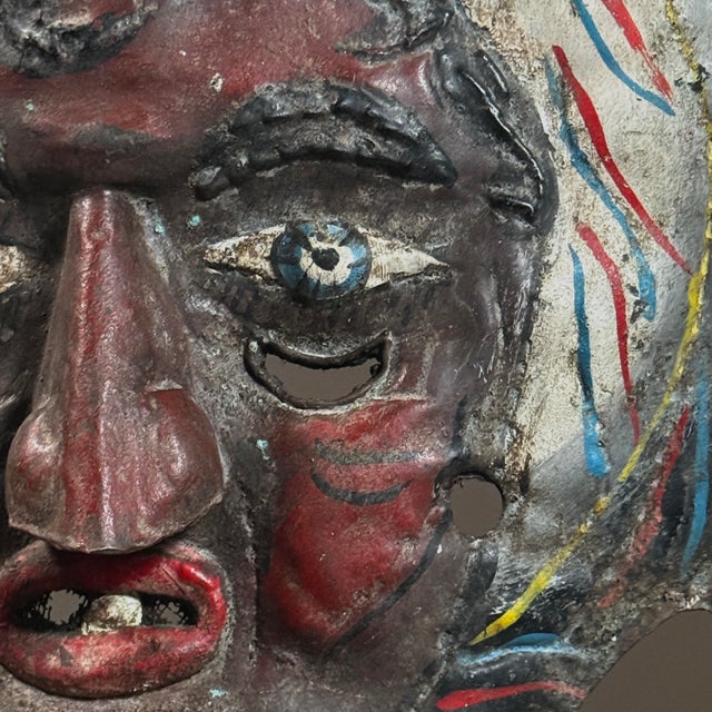 1940s Antique Mexican (Guerrero) Hammered Copper Folk Art Festival Mask For Sale - Image 5 of 8