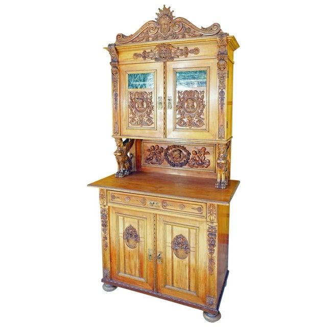 Antique Wooden Carved Cupboard with Several Carvings For Sale - Image 13 of 13