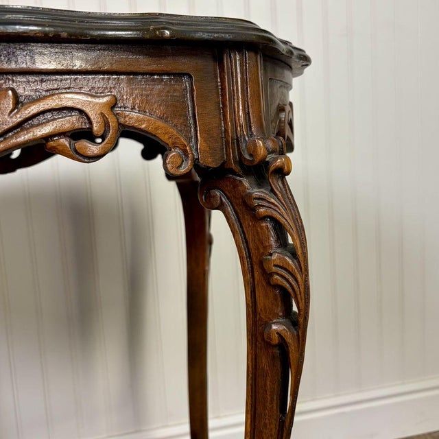 Wood Vintage Louis XV Style Marquetry Side Table For Sale - Image 7 of 16