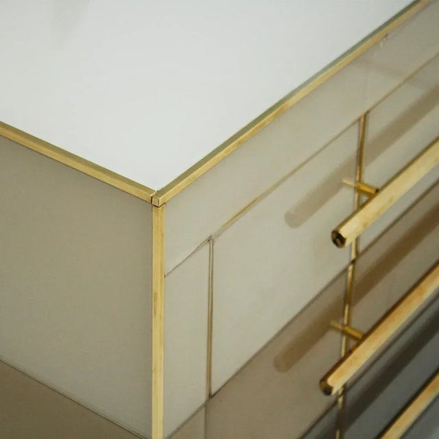 Mid-Century Modern Style Murano Glass and Brass Italian Commodes, Set of 2 For Sale - Image 10 of 11