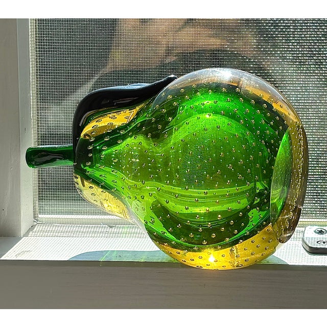 "Rare and Beautiful Color" Murano Mid Century 1950's Art Glass Apple and Pear Bookends For Sale - Image 4 of 11