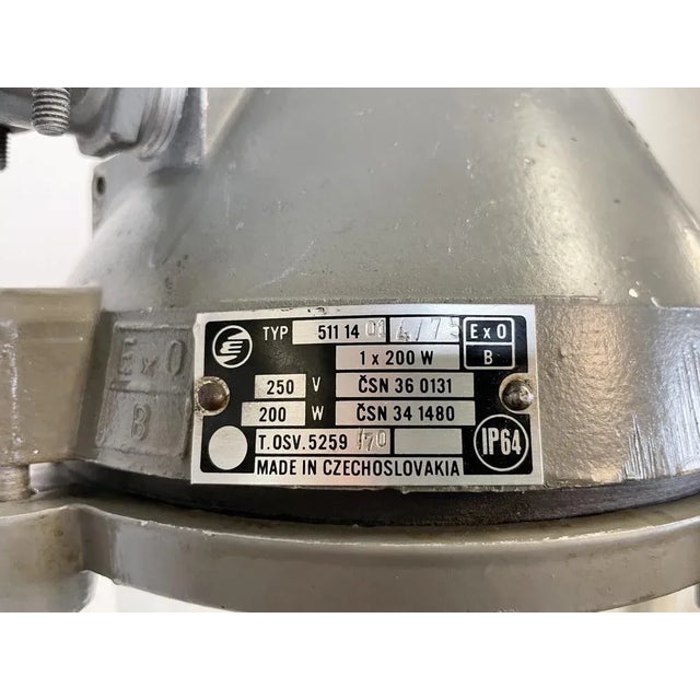 Gray Dark Grey Industrial Cast Aluminium Explosion Proof Lamp from Elektrosvit, 1960s For Sale - Image 8 of 16