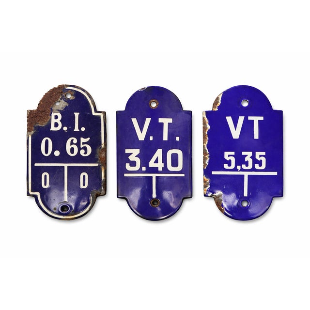 Vintage Belgian Industrial Enameled Metal Signs, 1940s, Set of 3 For Sale - Image 9 of 9