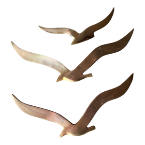 Mid-Century Brass Birds in Flight- Set of 3