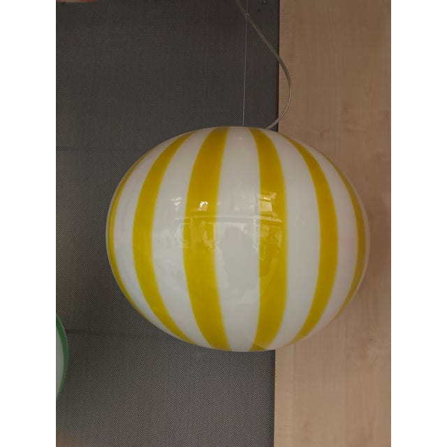 Contemporary Italian Murano Style Glass Swirling Multicolors Pendant Sphere For Sale - Image 3 of 6