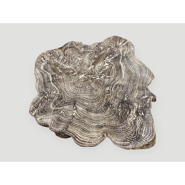 Andrianna Shamaris Live Edge Single Charred Cerused Teak Wood Side Table For Sale - Image 11 of 18