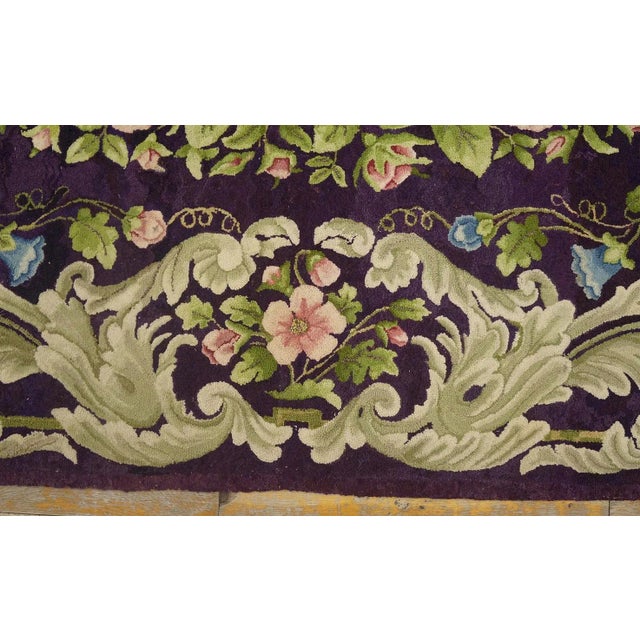 Amazing Purple Ground Color With Nice Foliate Design Antique American Hooked Rug For Sale In New York - Image 6 of 11