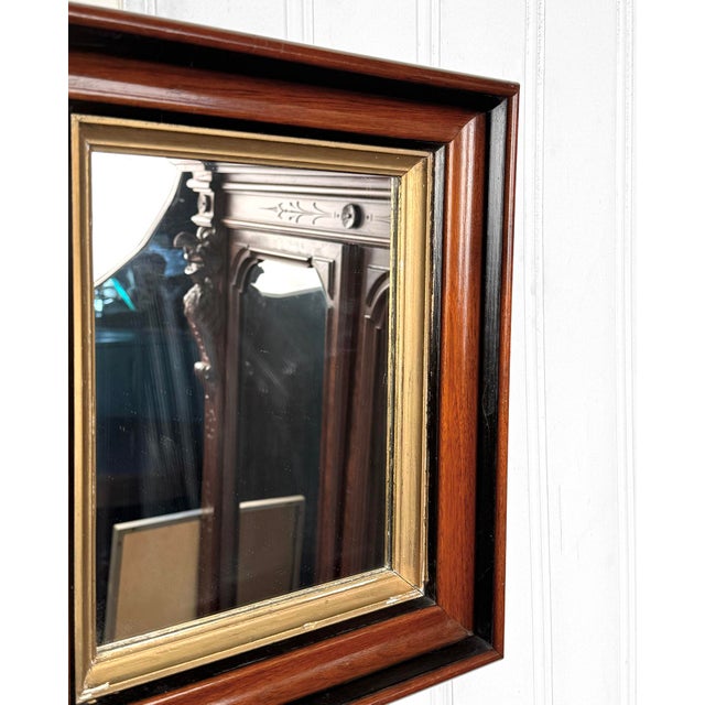 Early 20th Century Antique Traditional Mahogany & Giltwood Wall Mirror - 12x14 For Sale - Image 5 of 11