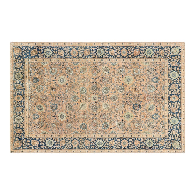 Antique Persian Tabriz Handwoven Wool Rug For Sale
