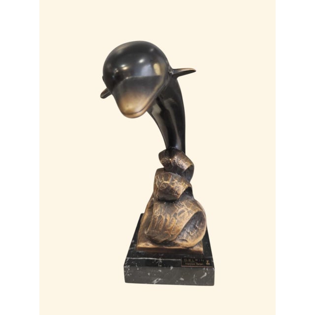 Bronze and Marble Dolphin by Francisco Ballart, 1990s For Sale - Image 4 of 6
