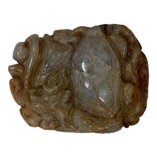 Chinese Hard Stone Dragon & Turtle on Lotus Flower For Sale