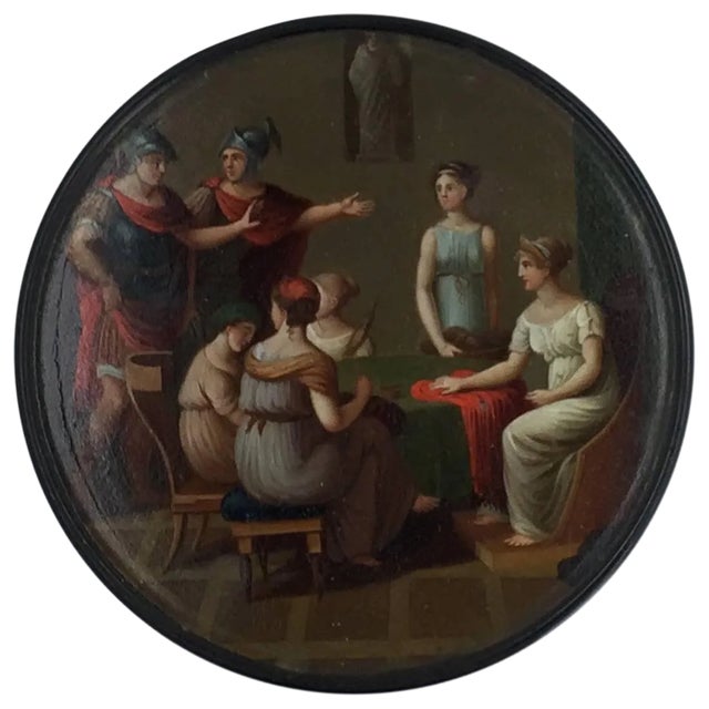 19th Century German Neoclassical Painted Lacquer Snuff Box For Sale