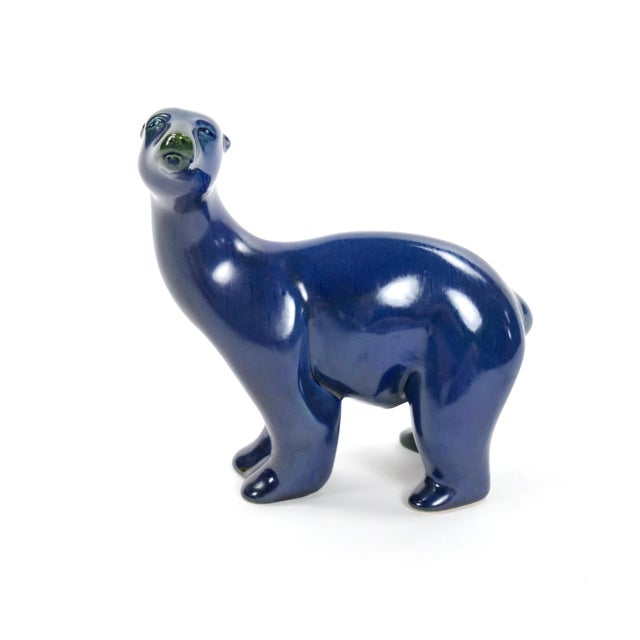 Hand Painted Porcelain / Cobalt Blue & Greenish Iridescent Decorative Sculpture For Sale - Image 10 of 10