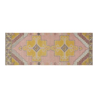 Vintage Turkish Anatolian Hand Knotted Wool Rug, 3'1''x9'2'' For Sale