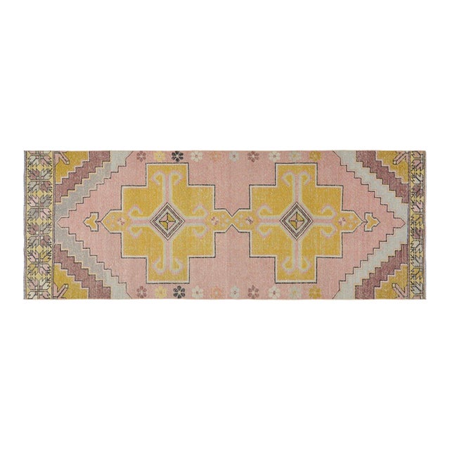 Vintage Turkish Anatolian Hand Knotted Wool Rug, 3'1''x9'2'' For Sale