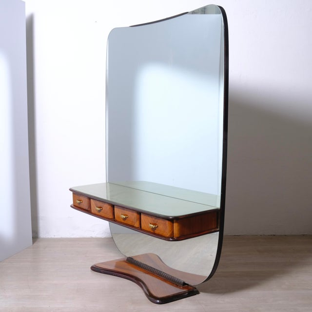 Modern Italian Design Briarwood Dressing Table with Mirror and Drawers, 1950s For Sale - Image 3 of 18