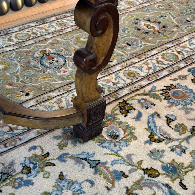 Vintage Richelieu Arm Chair in Antiqued Wood, Suede and Metallic Studs by Kreiss, a Pair For Sale - Image 12 of 12
