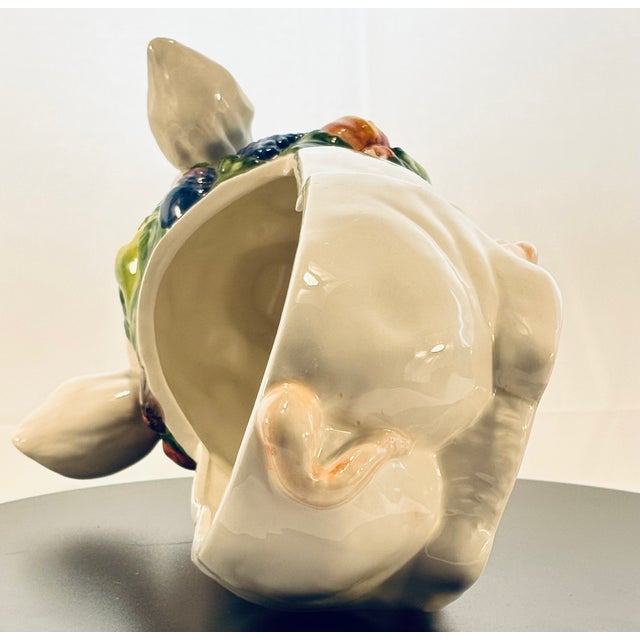 Cream Late 20th Century Vietri Italian Ceramic Pig Tureen With Fruit Finial Lid For Sale - Image 8 of 18