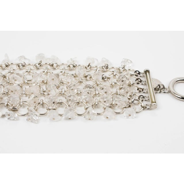 1990s Paco Rabanne Silvered Metal and Quartz Link Bracelet For Sale - Image 5 of 8