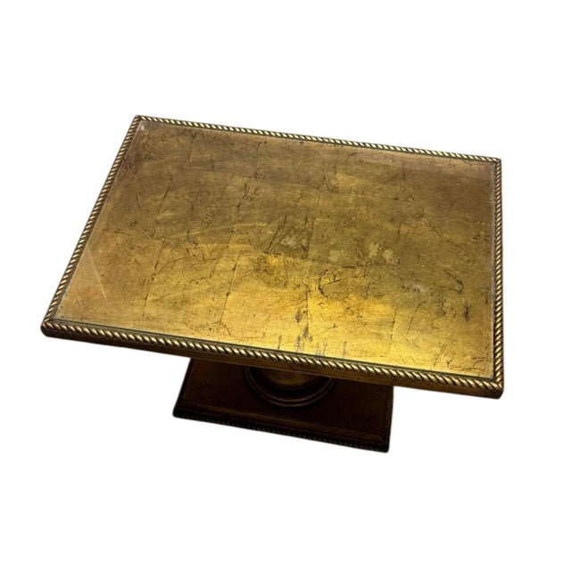 1960s Mid 20th Century Pair of Gilt Hollywood Regency Pedestal Tables For Sale - Image 5 of 6