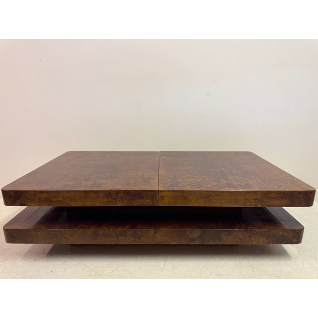 Lacquered Goatskin Sliding Coffee Table, Italy, 1970s For Sale - Image 10 of 18