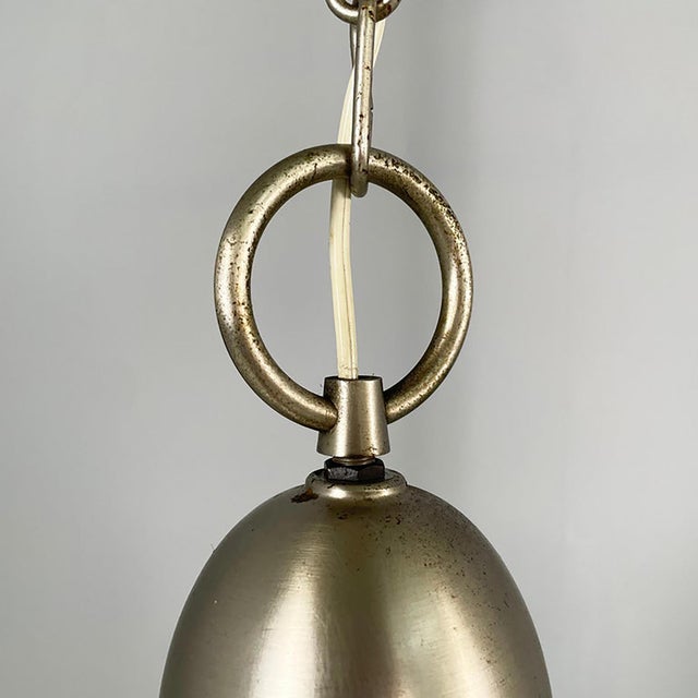 Mid-Century Modern Italian Opaline Glass and Metal Pendants, 1960s, Set of 2 For Sale - Image 11 of 15