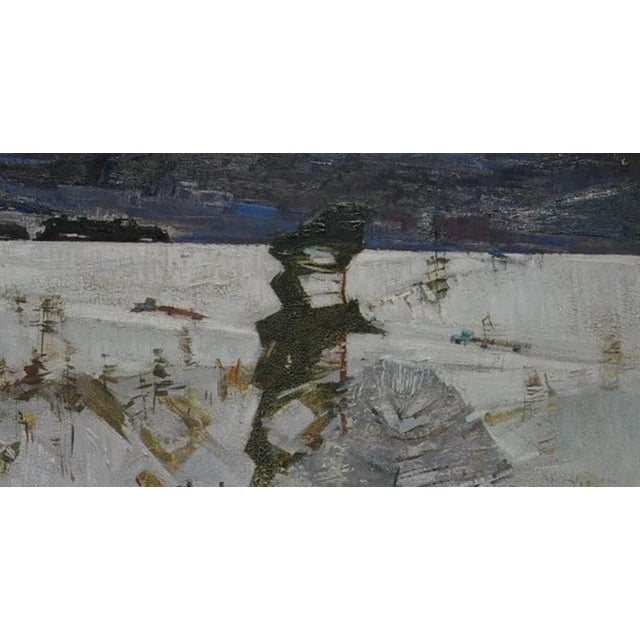 Realism Original Winter Landscape Oil Painting, Ukrainian Soviet Art by Belov (1969) 70-134 For Sale - Image 3 of 6