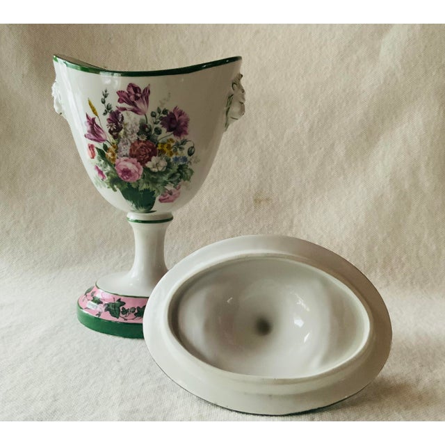 Neoclassical Lidded Urn With Lion Mask Handles Transferware, Italy, 20th C. For Sale - Image 12 of 18