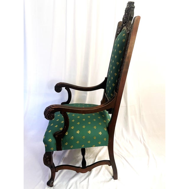 American Early 20th Century French Style Throne Chair For Sale - Image 3 of 12