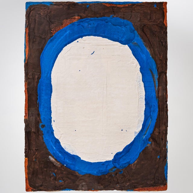 Blue oval with a white center on a brown ground. Medium: Aquagravure. Signed and dated Bogart '99 lower right. Framed...