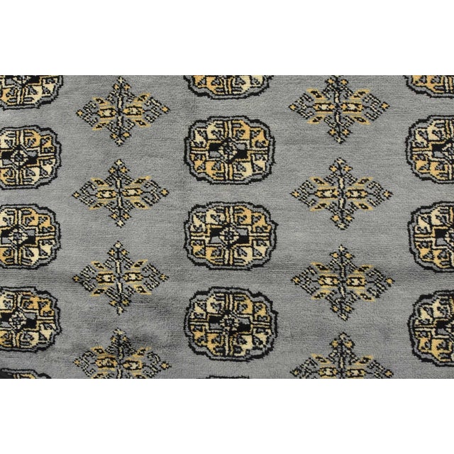 Gray Bokhara Rug 9’1” X 11’11” Gray Wool Tribal Hand-Knotted Oriental Carpet For Sale - Image 8 of 13